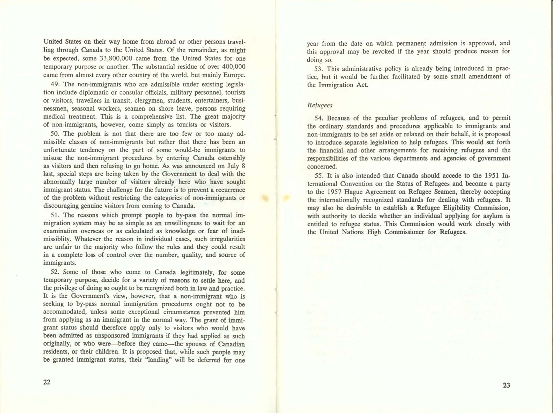 Page 22, 23 White Paper on Immigration, 1966