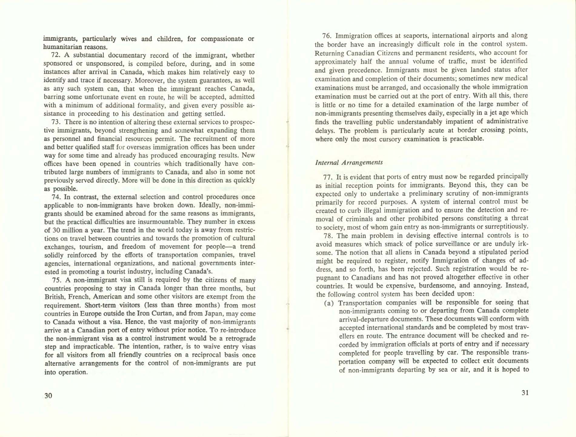 Page 30, 31 White Paper on Immigration, 1966