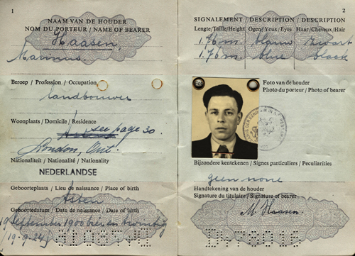 Passport issued to Marinis Haasen. Canadian Museum of Immigration at Pier 21 (I2013.1547.2).