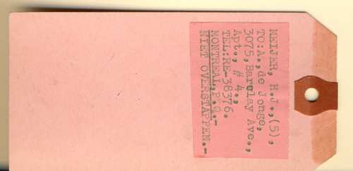 Helen Meyer's luggage tag. Canadian Museum of Immigration at Pier 21 (DI2013.1558.44b).