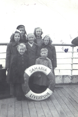 Aukje Roe on board the S.S. Samaria, 1 March 1949. Canadian Museum of Immigration at Pier 21 (DI2013.1675.1).