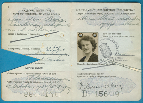 Passport issued to Paulina Rouss, 1953. Canadian Museum of Immigration at Pier 21  (DI2013.1825.4). 