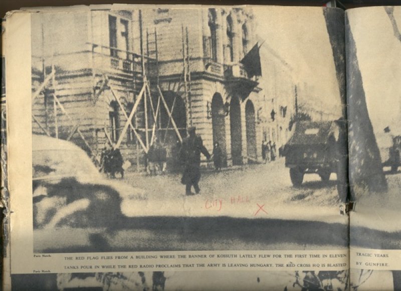 Newspaper clipping following the Hungarian Revolution, Canadian Museum of Immigration at Pier 21 (unaccessioned, Risanyi). 