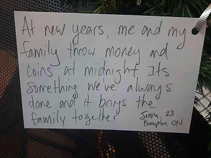 Me and my family throw money and coins at midnight. It’s something we’ve always done and it brings the family together.