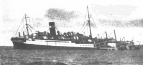 Very old faded image of a ship.