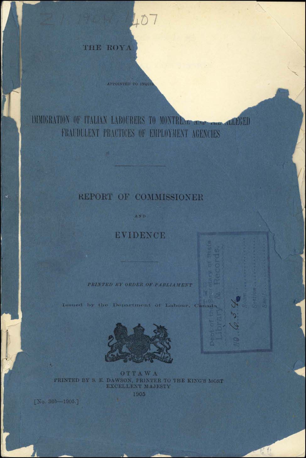 Royal Commission on Italian Immigration, 1904-1905