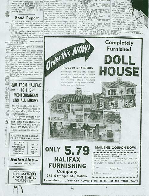 Newspaper clipping featuring Italian Line advertisement, 1959. Canadian Museum of Immigration at Pier 21 (DI2013.1829.3).