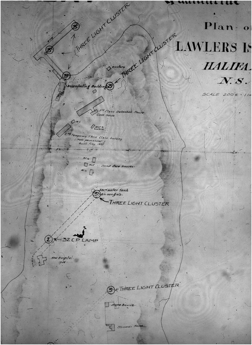 Architectural plan for buildings on Lawlor’s Island.